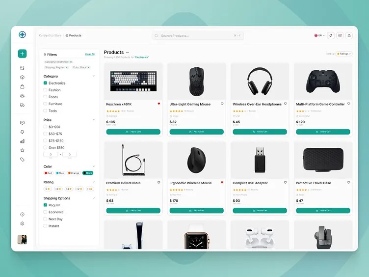 Professional ecommerce website design with product page layout